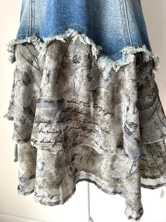 Forever 21 Y2K Denim bustier Mini Dress tiered skirt - Picture 5 of 9